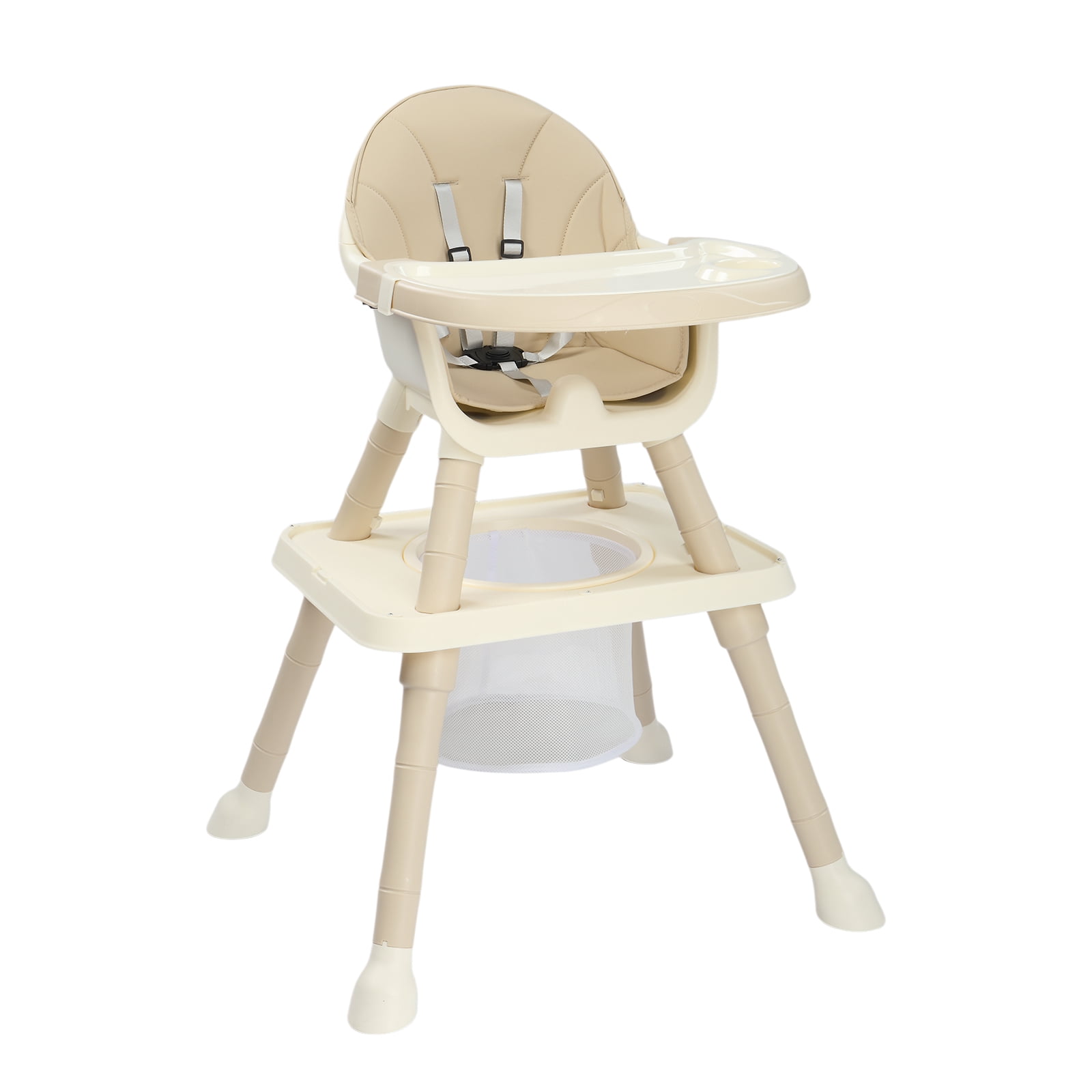 PEXMOR 7 in 1 Convertible Baby High Chair, Leather Cushion Eating Table Chair Set for Babies Toddlers, Beige