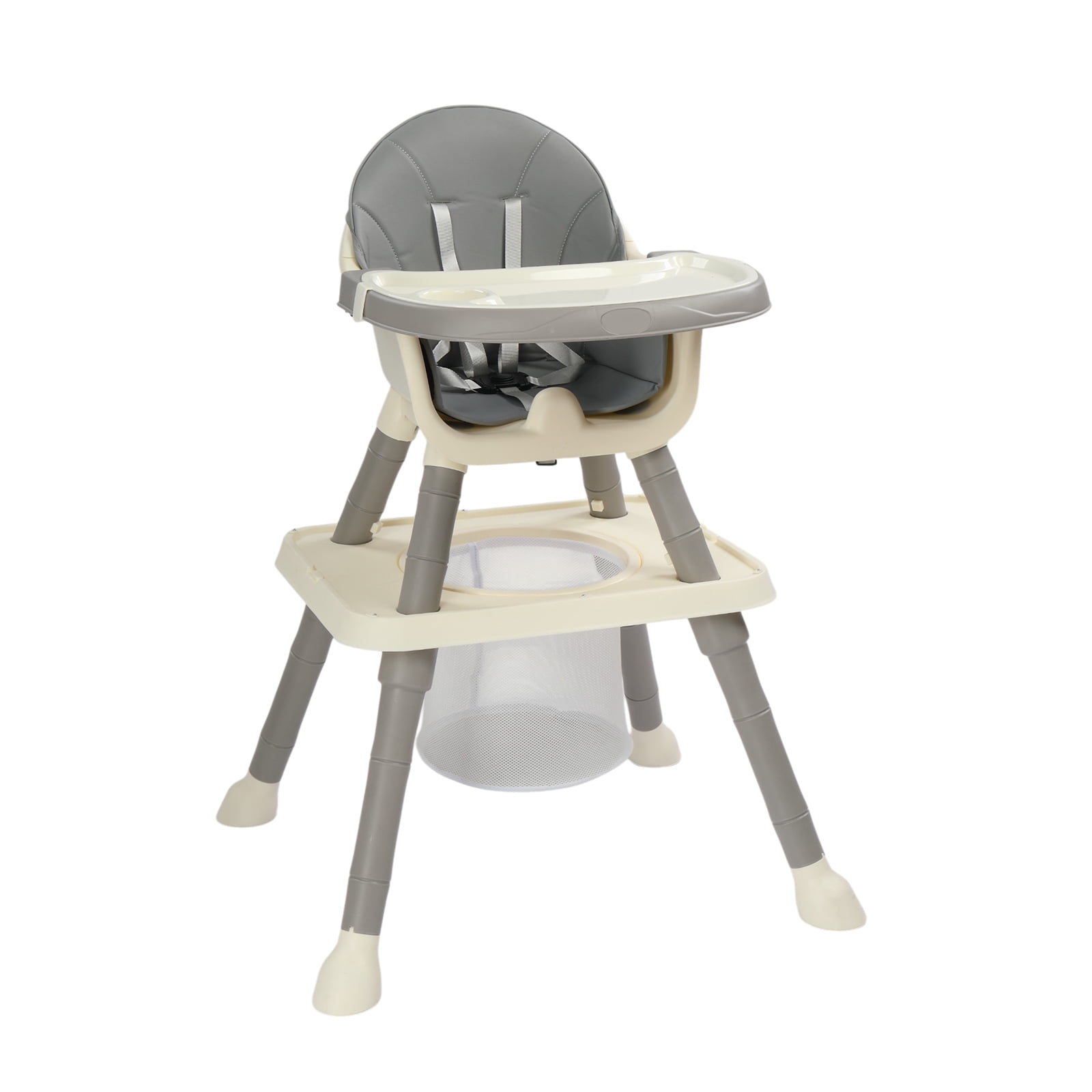 PEXMOR 7 in 1 Convertible Baby High Chair, Leather Cushion Eating Table Chair Set for Babies Toddlers, Gray