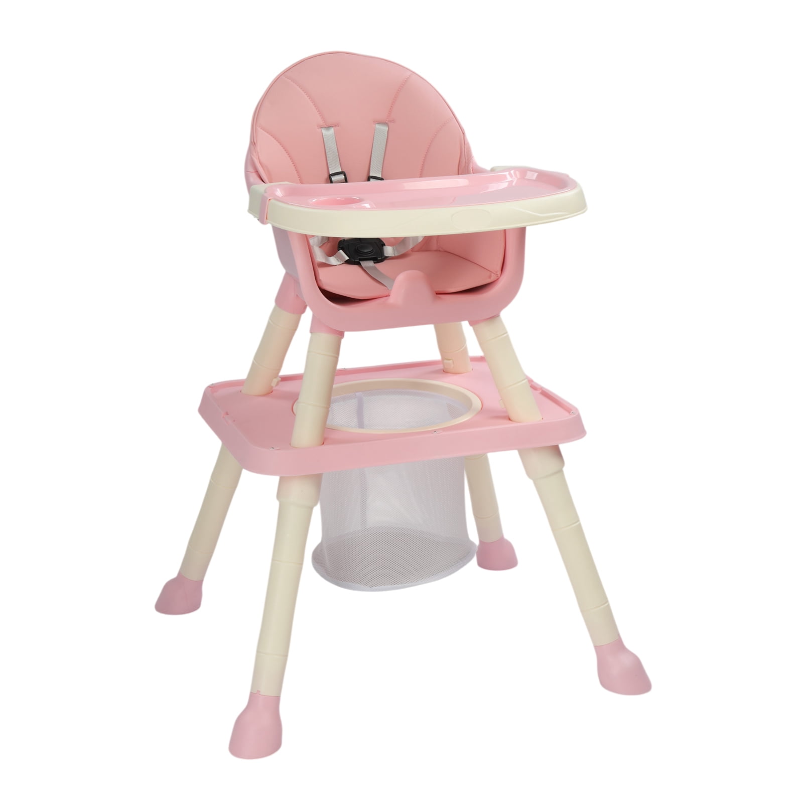 PEXMOR 7 in 1 Convertible Baby High Chair, Leather Cushion Eating Table Chair Set for Babies Toddlers, Pink