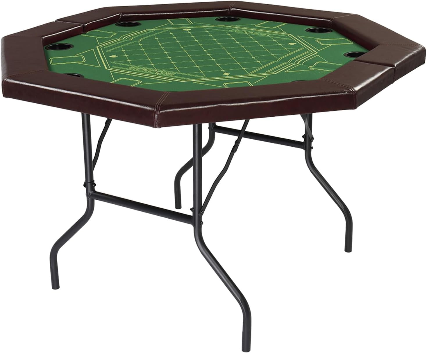 PEXMOR 8 Player Foldable Poker Table, Octagonal Top Felt, Portable Casino Game Table with Cup