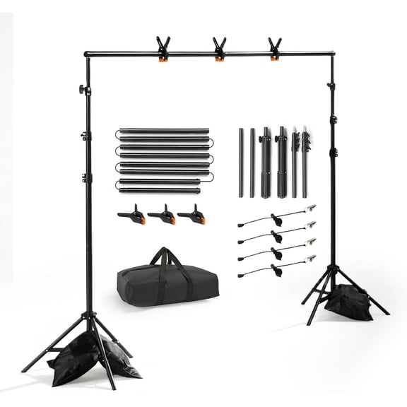 PEXMOR Backdrop Stand Kit, 6.6ft x 10ft Adjustable Photo Background Support with Carry Bag & Clamps for Studio & Party Decorations