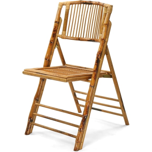 PEXMOR Bamboo Folding Chair, Foldable Dining Wood Chairs with Comfortable Seat for Outdoor & Indoor, Brown, 1 Pack