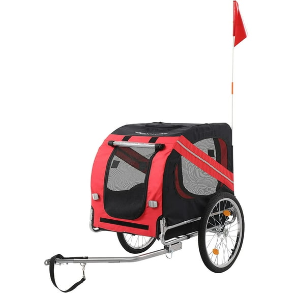 PEXMOR Dog Bike Trailer,Dog Trailer Pet Cart for Bicycle w/Universal Hitch & Quick Release 20" Wheels, Folding Bike Wagon Cargo Carrier for Dog Large Capacity w/3 Entrances & Safety Reflectors Flag