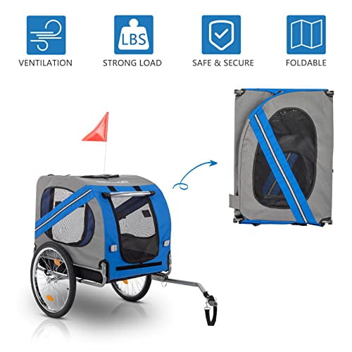 PEXMOR Dog Bike Trailer, Folding Pet Dog Trailer Cart for , Bike Cargo Wagon Carrier w/Universal Hitch & 20" Wheel