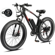 PEXMOR Electric Bike for Adult, Electric Mountain Bike 500W 48V 13AH Removable Battery, 26" Fat Tire EBike Electric Bicycle 20MPH Snow Beach E Bike w/Shimano 7 Speed Lockable Suspension Fork