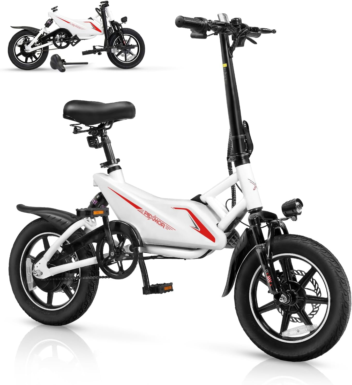 Pexmor Electric Bike For Adults Folding Ebike W Motor Peak W Full Suspension V