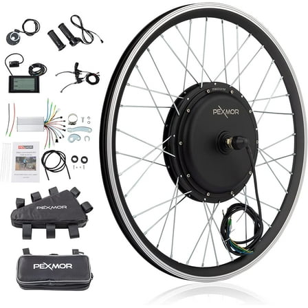 PEXMOR Electric Bike Conversion Kit,36V 750W 24"/20" Front Wheel Ebike Conversion Electric Bicycle Hub Motor Kit, Electric Bike Motor Kit w/LCD Display/Controller/PAS/Brake Lever/Torque Arm