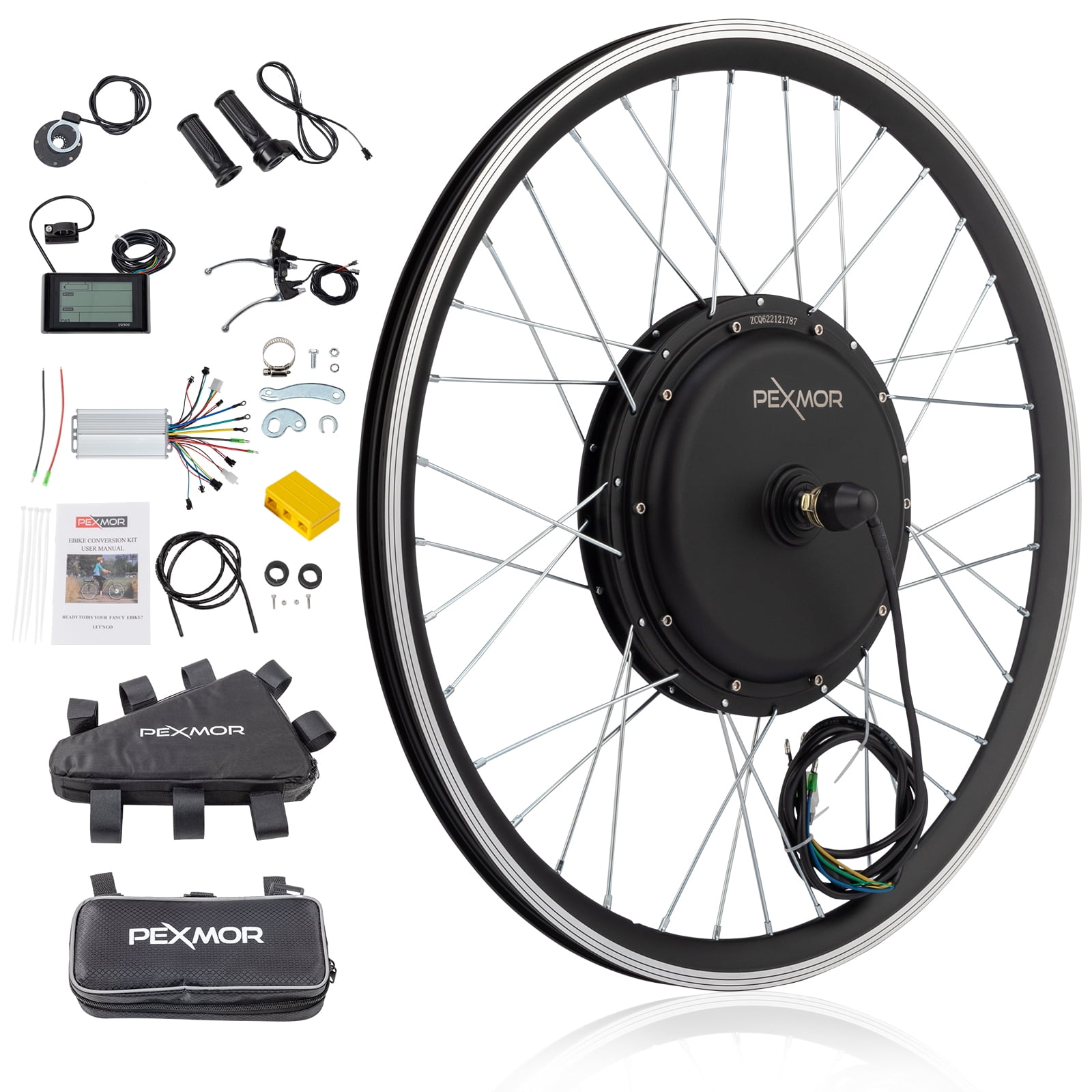 PEXMOR Electric Bike Conversion Kit, 48V 1200W 26 Front Wheel E-Bike  Conversion Kit, Ebike Hub Motor Kit Upgrade 3 Mode Controller w/PAS/LCD  Display/Twist Throttle Electric Bicycle Ebike Kit 