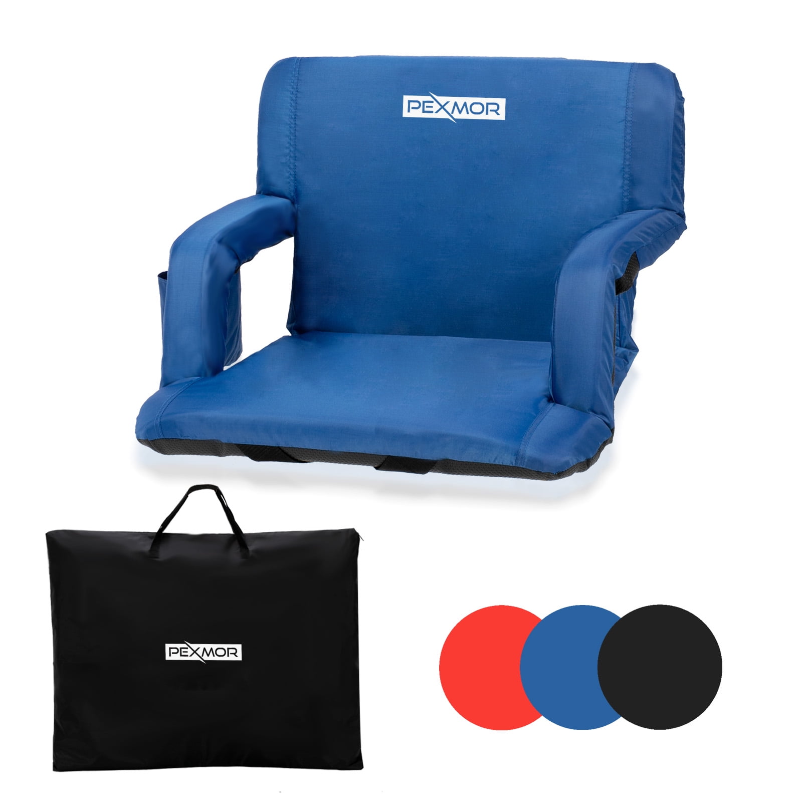 PEXMOR Extra Wide 25'' Stadium Seat for Bleachers with Back Support &  Carrying Bag, Portable Reclining Cushion 