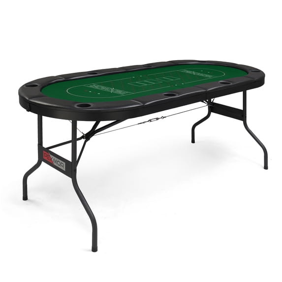 PEXMOR Foldable 8-Player Game & Card Table with Stainless Steel Cup Holders, Padded Rails, Green