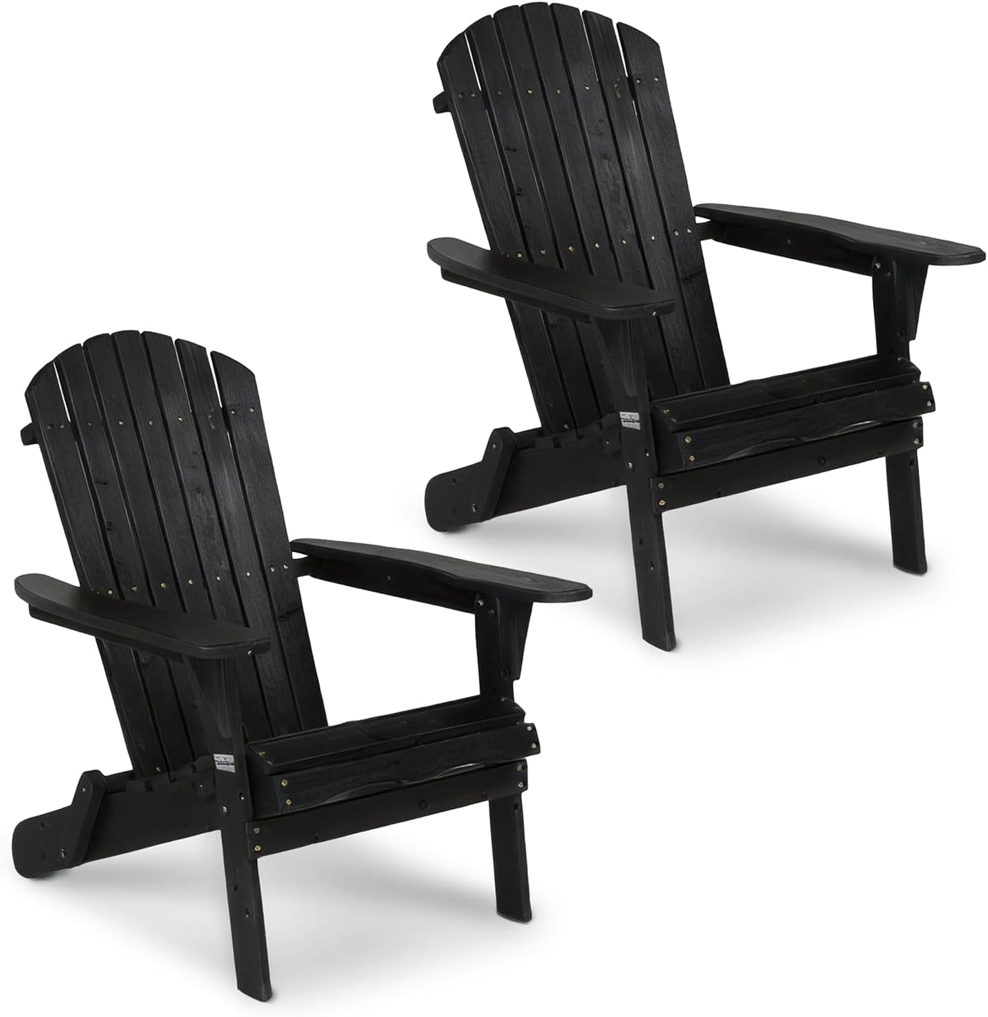 PEXMOR Folding Adirondack Chair Set of 2, Wood Accent Fire Pit Chair, Outdoor Patio Lounge