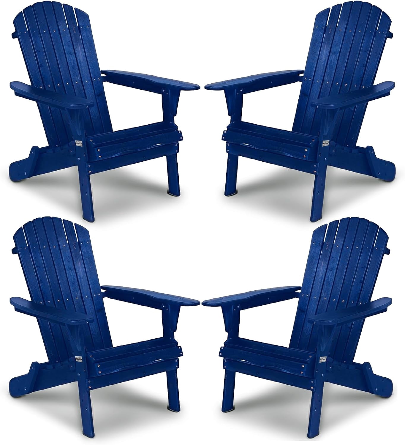 PEXMOR Folding Adirondack Chair Set of 4, Wood Accent Fire Pit