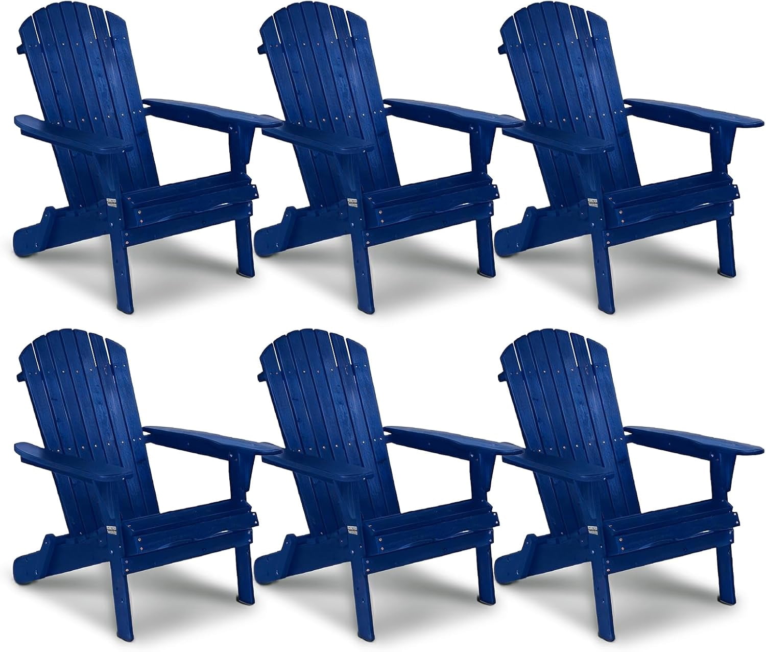 PEXMOR Folding Adirondack Chair Set of 6, Wood Accent Fire Pit Chair, Outdoor Patio Lounge