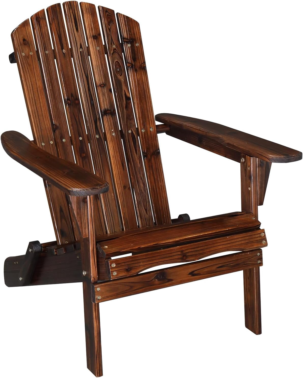 PEXMOR Folding Adirondack Chair, Wood Accent Fire Pit Chair, Outdoor Patio Lounge