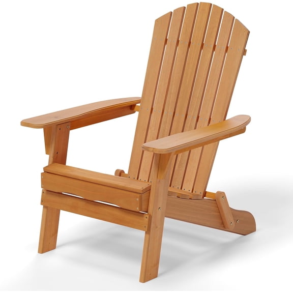 PEXMOR Folding Adirondack Chair, Wood Accent Fire Pit Chair, Outdoor Patio Lounge
