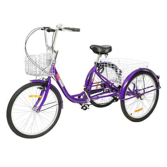 PEXMOR Folding Front Unisex Adult Tricycle, Purple, 26"