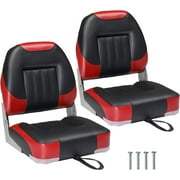 PEXMOR Low/High Back Boat Seats, Folding Boat Seats 2 Pack Thick Soft Cushion Waterproof, Fishing Captain Boat Seats w/Aluminum Hinges & Stainless Steel Screws, 2 Packs