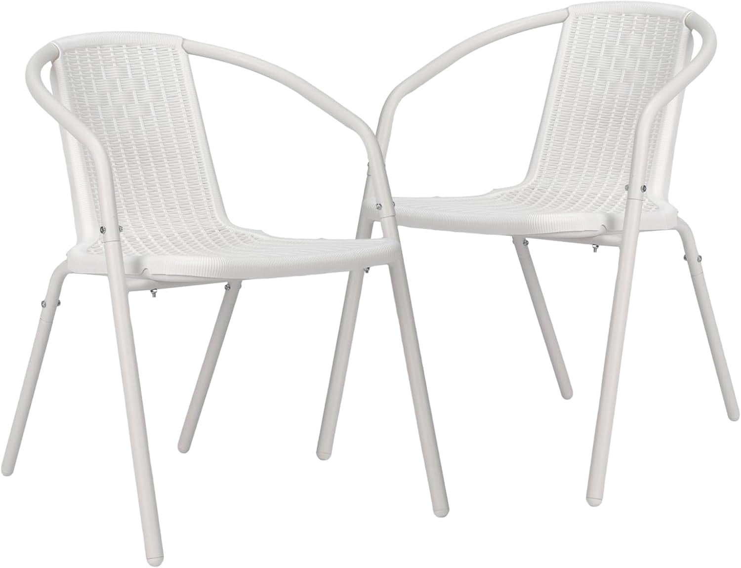 PEXMOR PE Rattan Outdoor Dining Chairs Set of 2, Plastic Stackable Patio Chairs for Garden, Porch & Indoor Use
