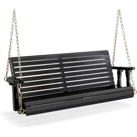 PEXMOR Patio Wooden Porch Swing, 880 LBS Capacity Upgraded Swing Chair Bench with Hanging Chains for Outdoors, 4 FT