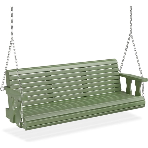 PEXMOR Patio Wooden Porch Swing, 880 LBS Capacity Upgraded Swing Chair Bench with Hanging Chains for Outdoors, 5 FT