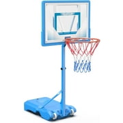 PEXMOR Pool Basketball Hoop Poolside, Portable 45-53" Height Adjustable Basketball Goal System for Swimming Pool w/Wheels, Upgraded Water Basketball Backboard Stand for Indoor Outdoor