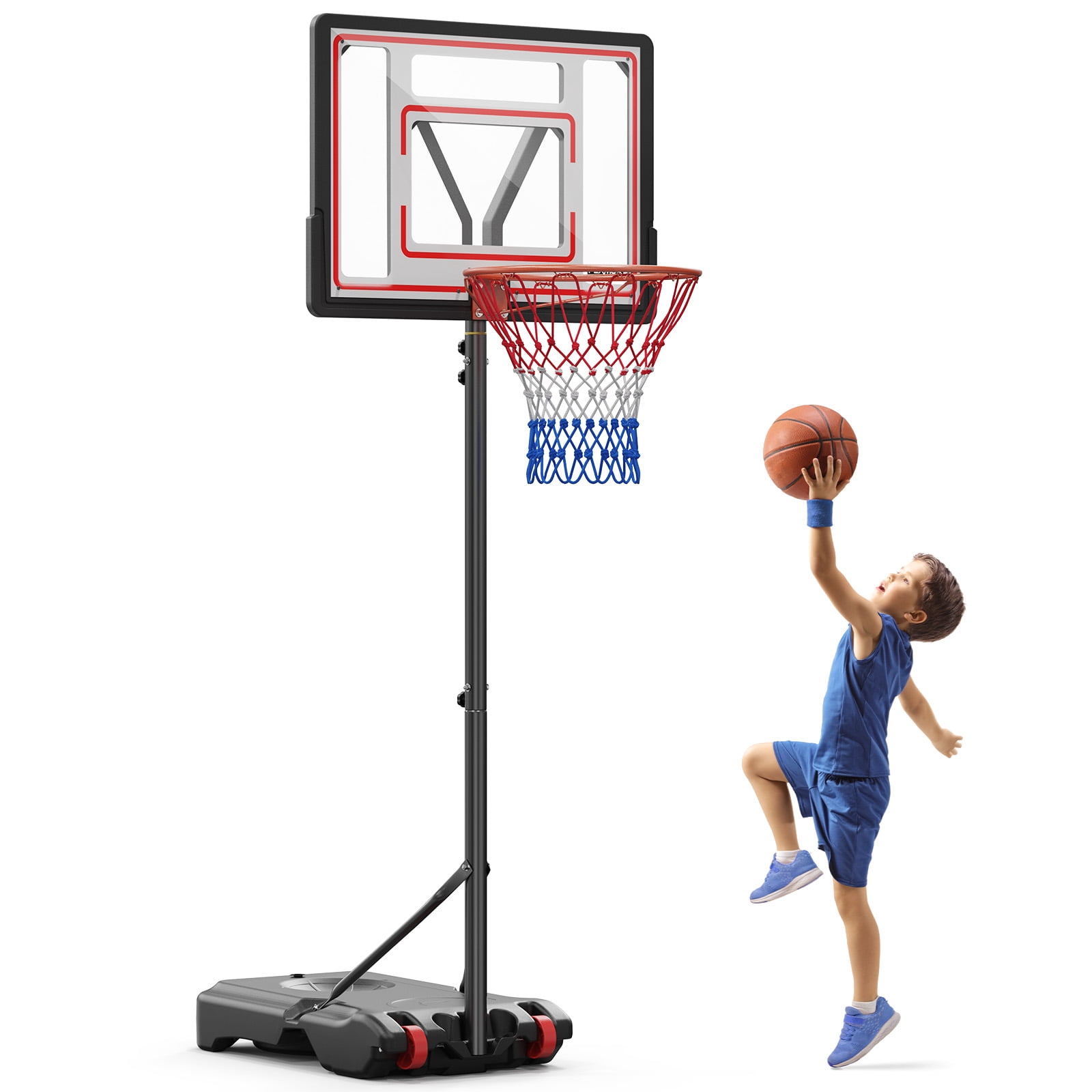PEXMOR Portable Basketball Hoop Outdoor, 5-7ft Height Adjustable ...
