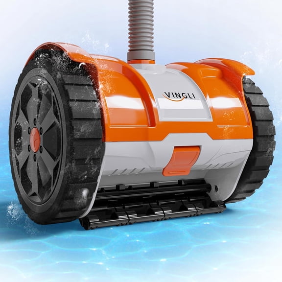 PEXMOR Suction Side Automatic Pool Vacuum, Wall-Climbing Cleaner for Inground Pools, 39.6ft Tangle-Free Hose, Orange&Gray