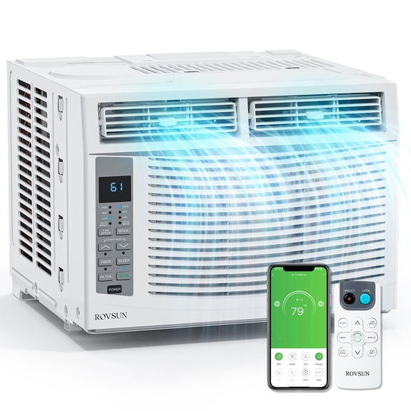 PEXMOR Window Air Conditioner, 6000 BTU AC Unit with Timer, Remote Control & Installation Kit, Covers up to 250 Sq.Ft, 115V/60Hz