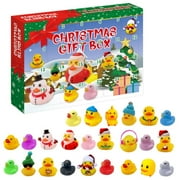 Christmas Advent Calendar, 24 Rubber Ducks for Boys, Girls, Kids, and Toddlers - Rubber Ducky Bath Toy - Creative Christmas Gifts