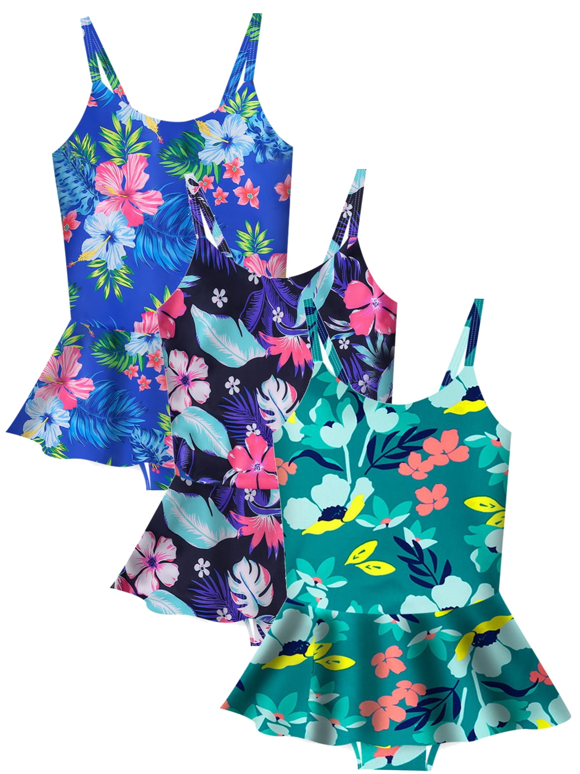 PEYAN Toddler and Little Girls Floral Swimsuit Bathing Suit Kids One ...