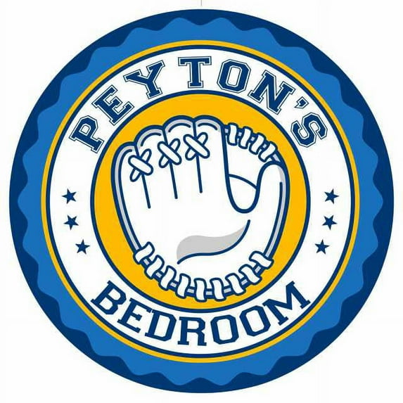 PEYTON'S Baseball Glove Bedroom 14" Round Metal Sign Boys Room 100140029155