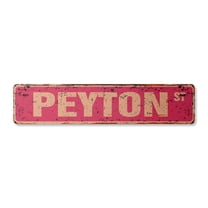 PEYTON Vintage Plastic Street Sign Childrens Name Room Sign | Indoor/Outdoor |  36" Wide