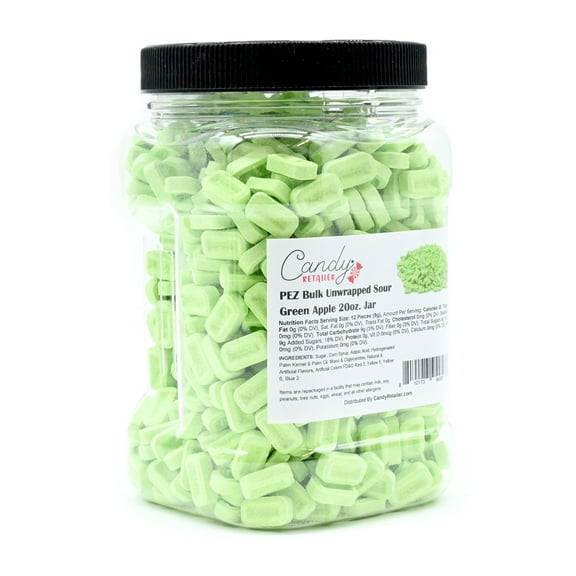 PEZ Bulk Unwrapped Candy Refill 20oz Jar (Sour Green Apple)