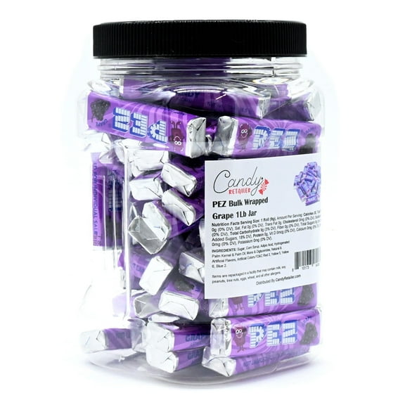 PEZ Bulk Wrapped Candy Refill 1Lb Jar (Grape)