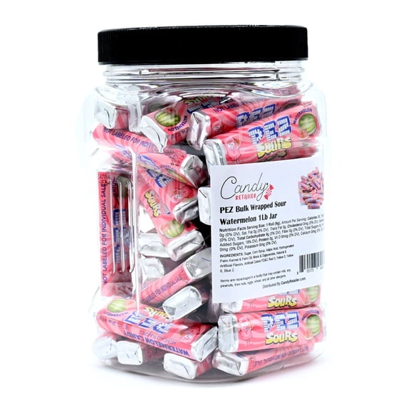 PEZ Bulk Wrapped Candy Refill 1Lb Jar (Sour Watermelon)