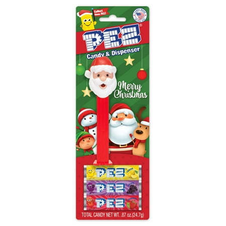 product image of PEZ Candy Christmas Assortment, 1 Candy Dispenser Plus 3 Rolls Assorted Fruit Candy, 1 Count, 0.87 oz