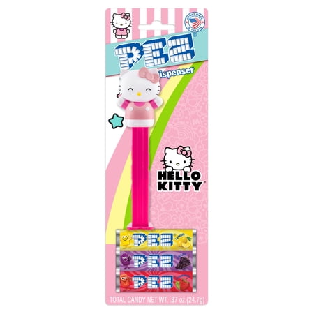 PEZ Candy Christmas Hello Kitty ,1 Candy Dispenser Plus 3 Rolls Assorted Candy, I Count, 0.87 oz