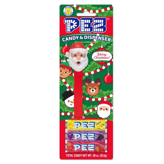 PEZ Candy Christmas Santa,1 Candy Dispenser Plus 3 Rolls Assorted Candy, I Count, 0.89 oz