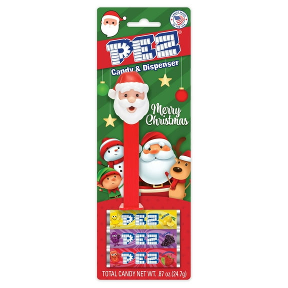 PEZ Candy Christmas Santa,1 Candy Dispenser Plus 3 Rolls Assorted Candy, I Count, 0.87 oz
