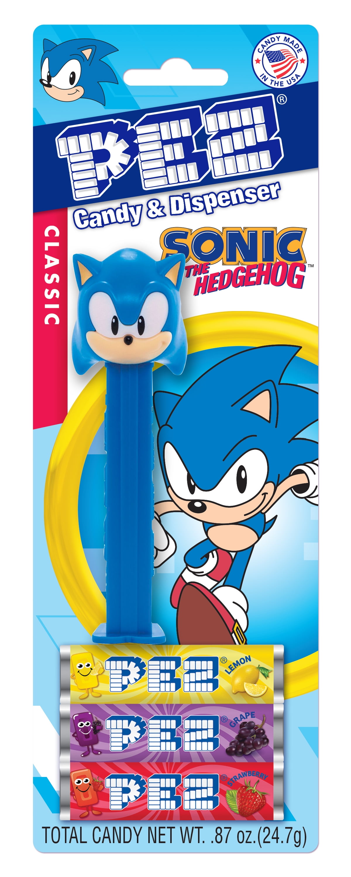 PEZ Candy Christmas Sonic the Hedgehog ,1 Candy Dispenser Plus 3 Rolls Assorted Candy, I Count, 0.87 OZ