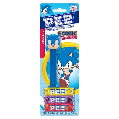 PEZ Candy Christmas Sonic the Hedgehog ,1 Candy Dispenser Plus 3 Rolls Assorted Candy, I Count, 0.87 OZ