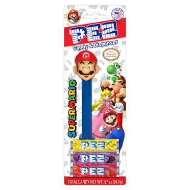 PEZ Candy Christmas Super Mario, 1 Candy Dispenser Plus 3 Rolls Assorted Candy, I Count, 0.87 oz