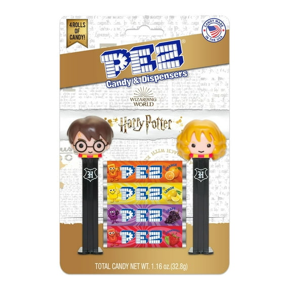 PEZ Candy Harry Potter 2 Dispensers Plus 4 Rolls Assorted Fruit Candy, 1 Count, 1.16 oz