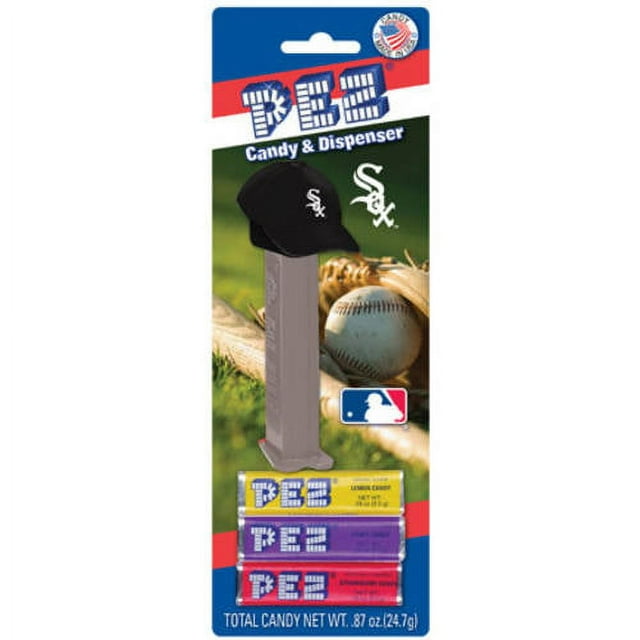 PEZ Candy MLB Chicago White Sox, 1 Candy Dispenser Plus 3 Rolls Assorted Fruit Candy, 1 Count, 0.87 oz