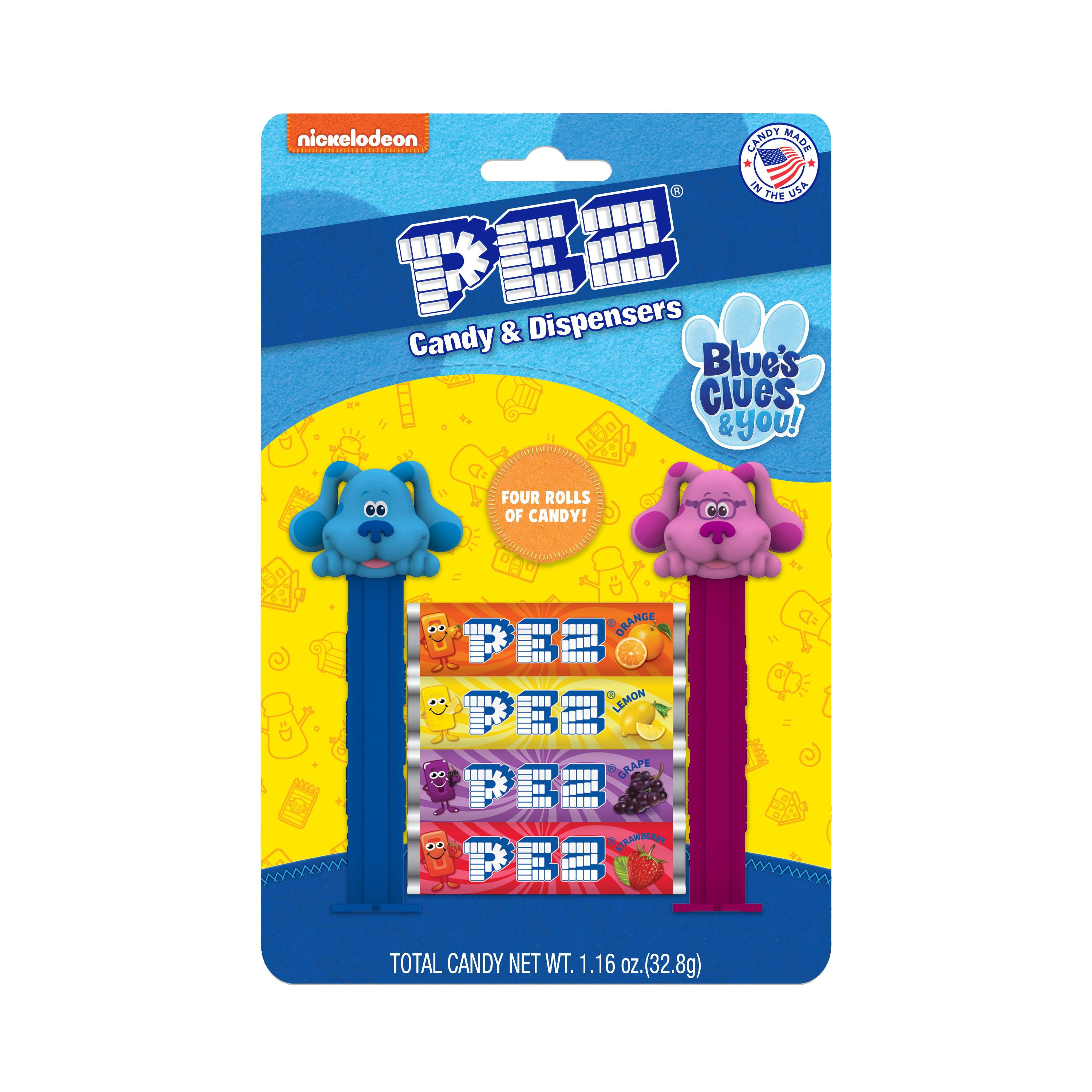 PEZ Candy Nick Jr. 2 Dispensers Plus 4 Rolls Assorted Fruit Candy, 1 Count, 1.16 oz