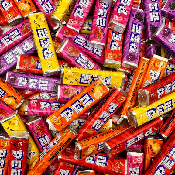 PEZ Candy Refills, Assorted Fruit Flavors, 1 Pound Bulk Bag - Strawberry, Lemon, Orange, Cherry, Raspberry and Grape Flavors - Candy for Kids, Parties, Movie Theaters, Holiday Candy