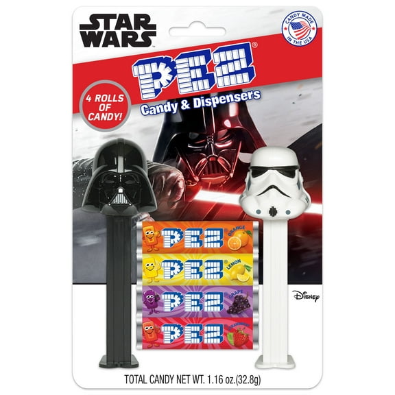 PEZ Candy Star Wars 2 Dispensers Plus 4 Rolls Assorted Fruit Candy, 1 Count, 1.16 oz