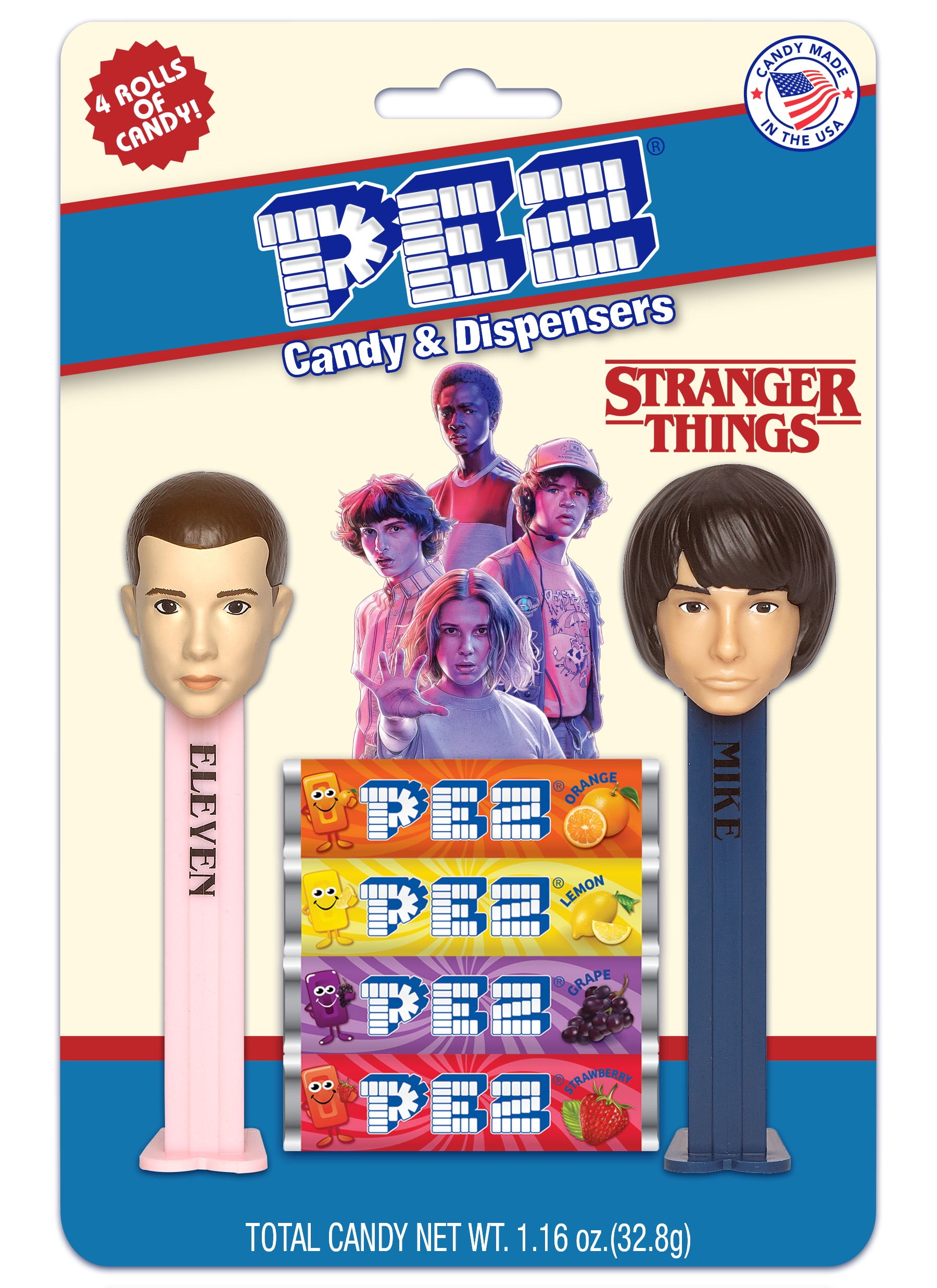 ストレンジャー・シングス PEZキャンディ 2パックセット PEZ Candy Stranger Things 2 Dispensers, 4 Rolls Fruit Candy, 1