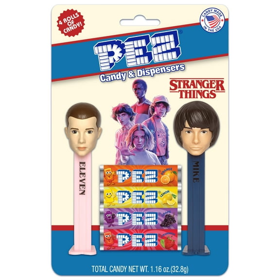 PEZ Candy Stranger Things 2 Dispensers Plus 4 Rolls Assorted Fruit Candy, 1 Count, 1.16 oz
