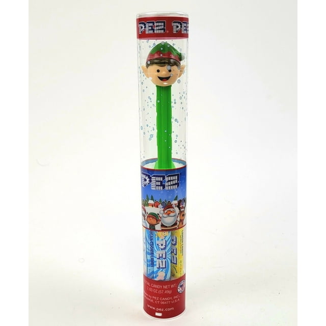 PEZ Christmas Collection Christmas Holiday Candy Dispenser Tube, 7 Rolls of Candy (Assorted Fruit & Sugar Cookie Flavor PEZ Candy) - Elf
